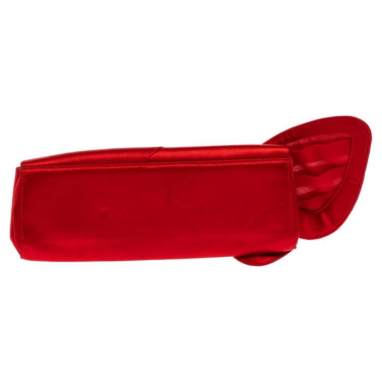 Pre Owned Christian Louboutin Red Satin Clutch