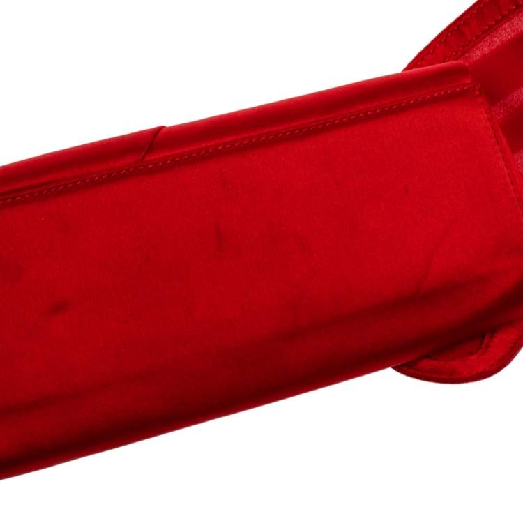 Pre Owned Christian Louboutin Red Satin Clutch
