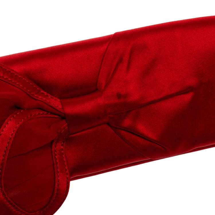 Pre Owned Christian Louboutin Red Satin Clutch