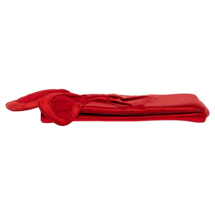 Pre Owned Christian Louboutin Red Satin Clutch