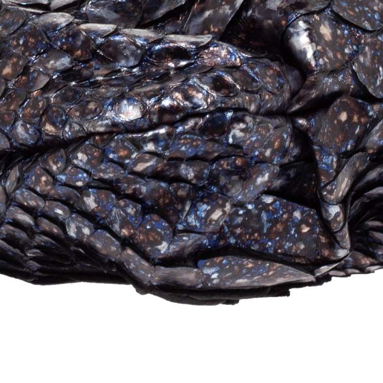 Pre Owned Christian Louboutin Blue Python Loubi Lula Chain Clutch