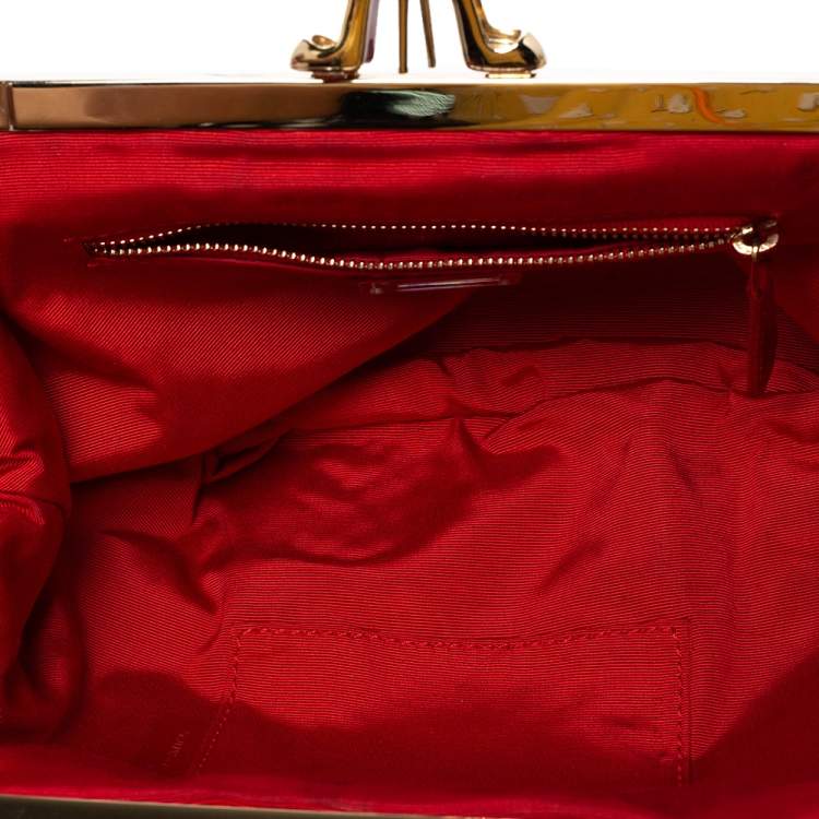 Pre Owned Christian Louboutin Blue Python Loubi Lula Chain Clutch