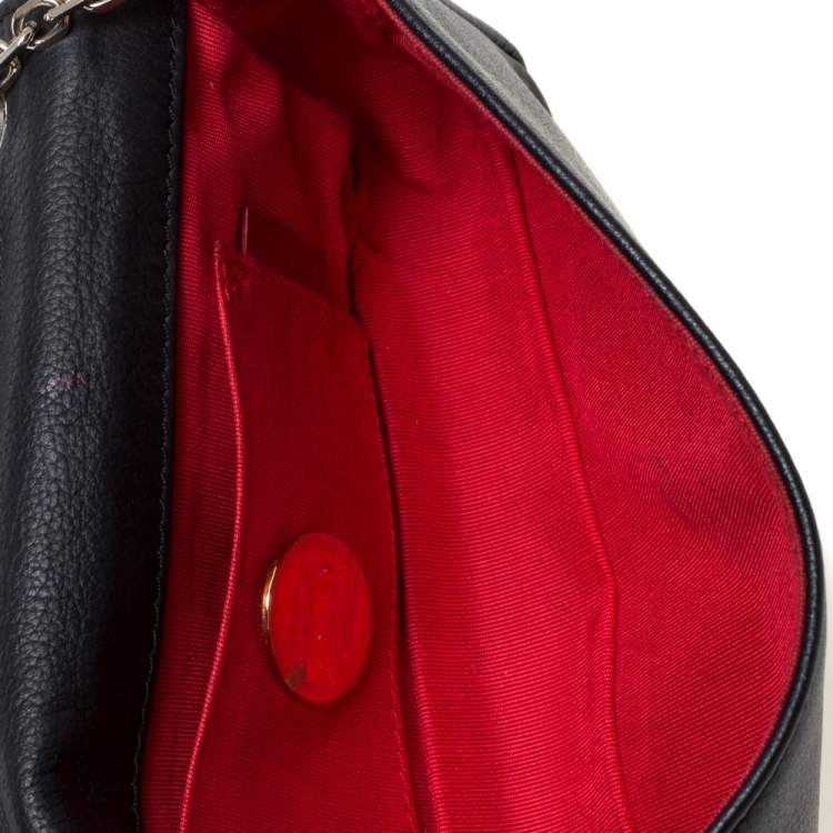 Pre Owned Christian Louboutin Black Leather Artemis Studded Shoulder Bag
