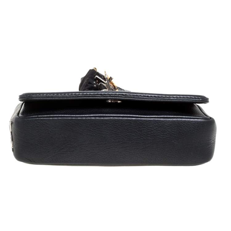 Pre Owned Christian Louboutin Black Leather Artemis Studded Shoulder Bag