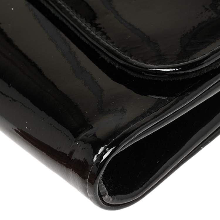 Pre Owned Christian Louboutin Black Patent Leather Riviera Clutch