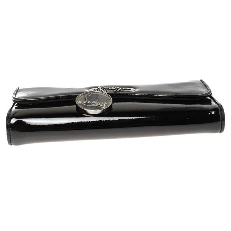 Pre Owned Christian Louboutin Black Patent Leather Riviera Clutch