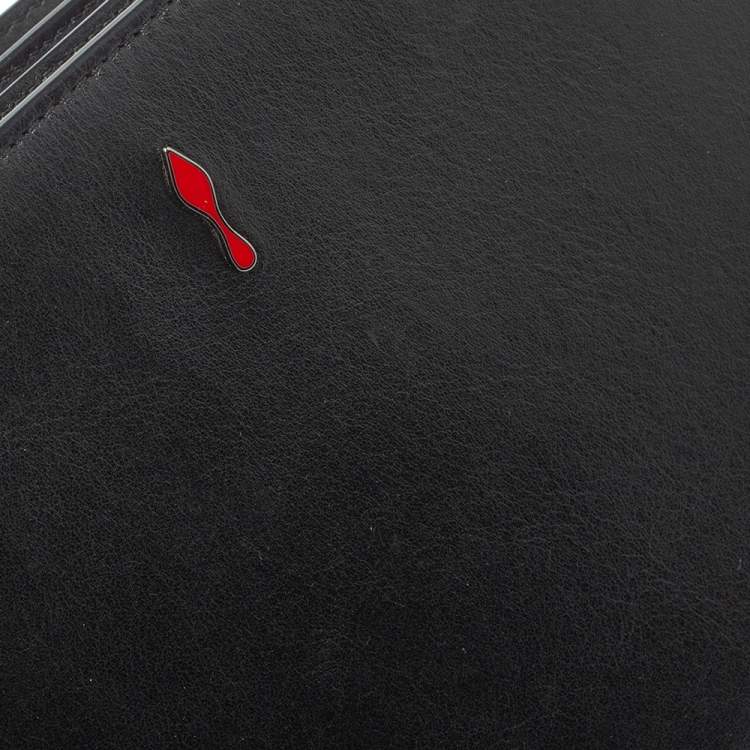 Pre Owned Christian Louboutin Black Leather Large Triloubi Spiked Shoulder Bag