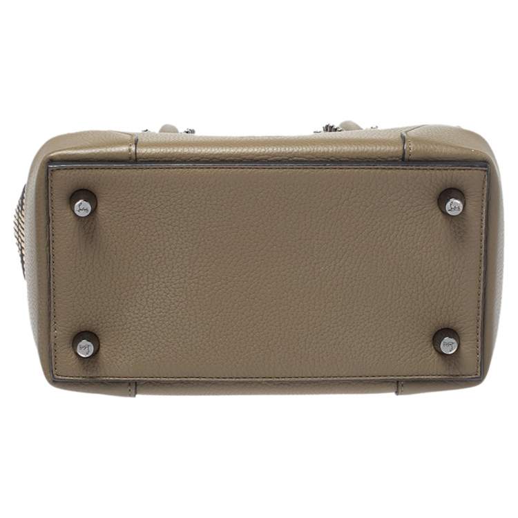 Pre Owned Christian Louboutin Khaki Green Leather and Dune Afridiam Fabric Small Eloise Satchel