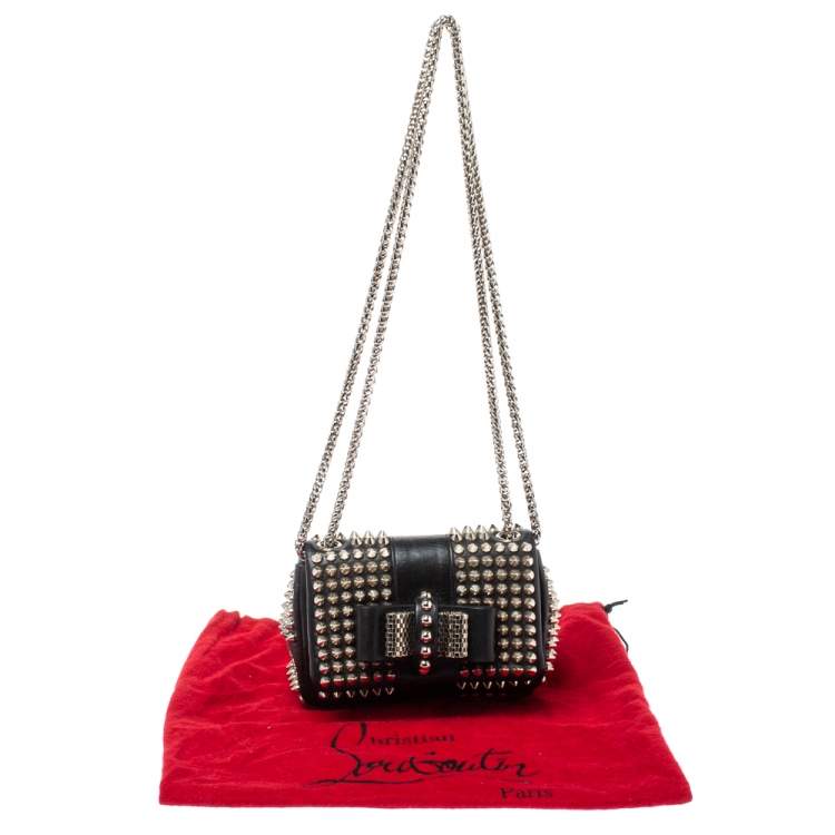 Pre Owned Christian Louboutin Back Leather Mini Spiked Sweet Charity Crossbody Bag