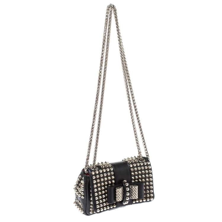 Pre Owned Christian Louboutin Back Leather Mini Spiked Sweet Charity Crossbody Bag