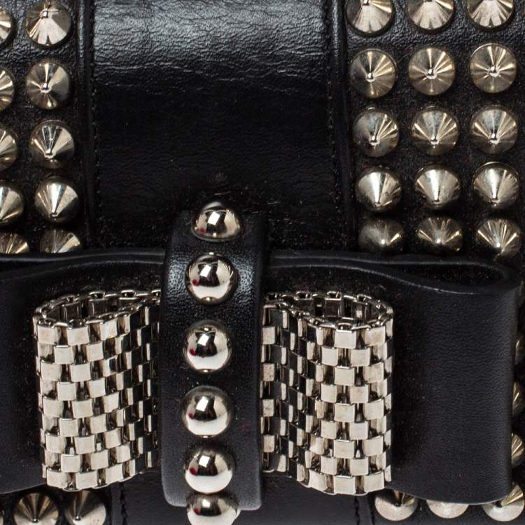 Pre Owned Christian Louboutin Back Leather Mini Spiked Sweet Charity Crossbody Bag