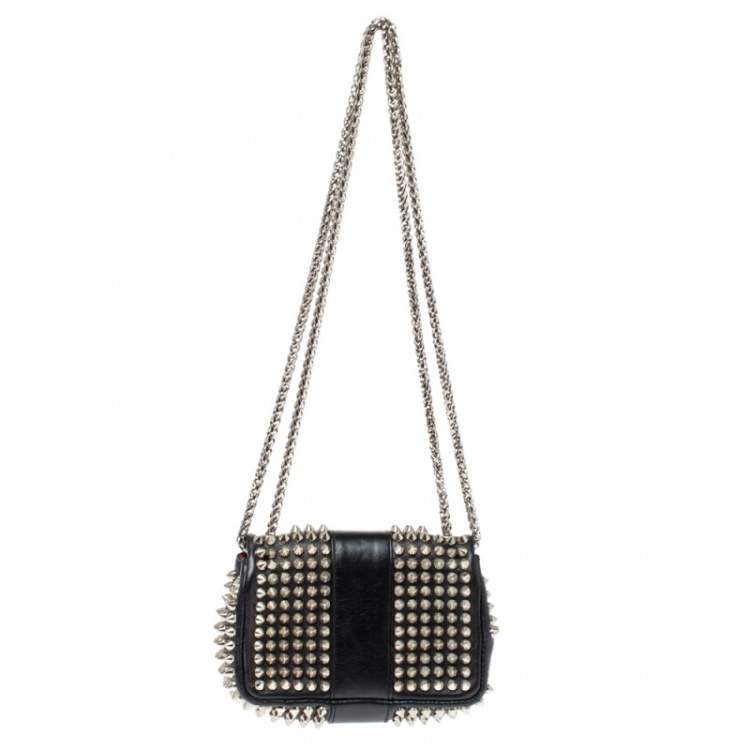 Pre Owned Christian Louboutin Back Leather Mini Spiked Sweet Charity Crossbody Bag
