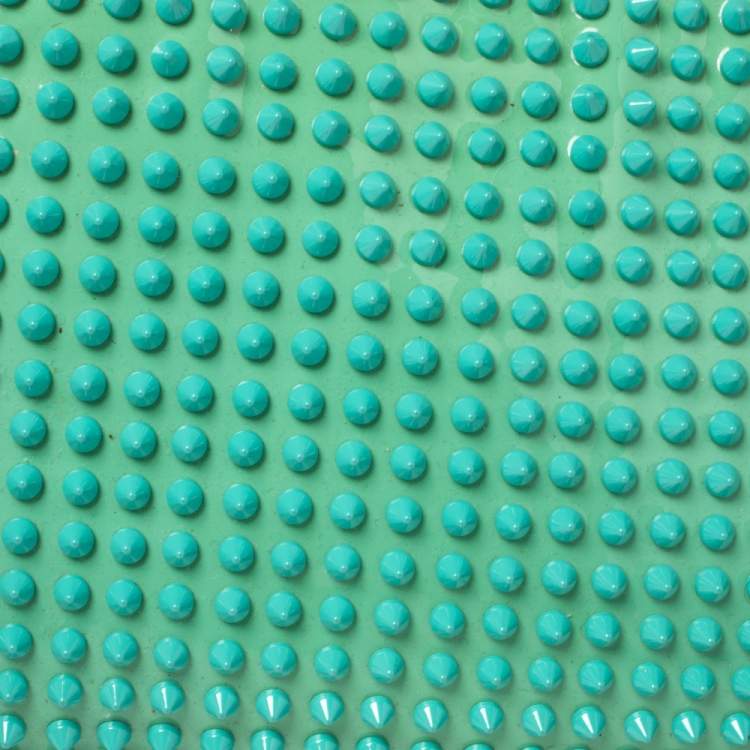 Pre Owned Christian Louboutin Mint Green Patent Leather Spiked Loubiposh Clutch Bag