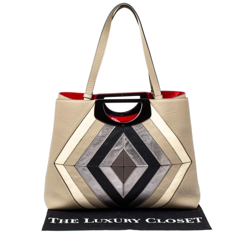 Pre Owned Christian Louboutin Multicolor Leather Passage Colorblock Tote