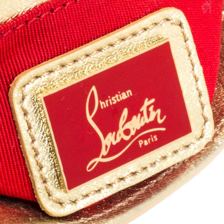 Pre Owned Christian Louboutin Gold Leather Mini Spiked Sweet Charity Crossbody Bag