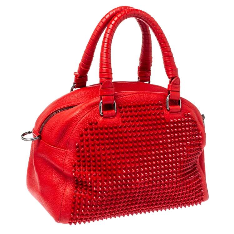 Pre Owned Christian Louboutin Red Leather Panettone Spiked Satchel