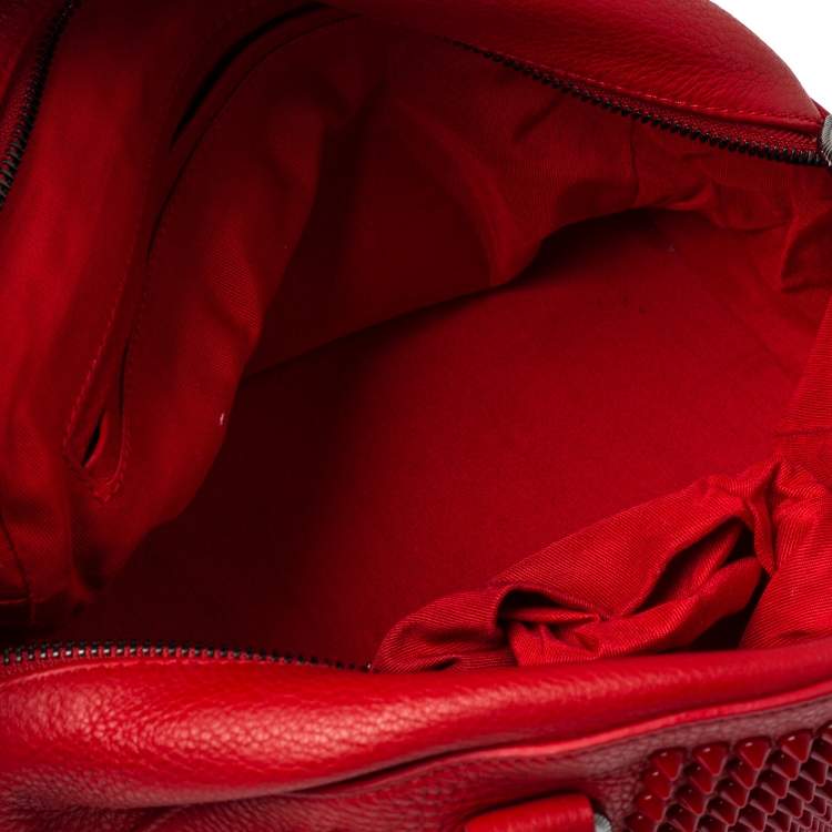 Pre Owned Christian Louboutin Red Leather Panettone Spiked Satchel