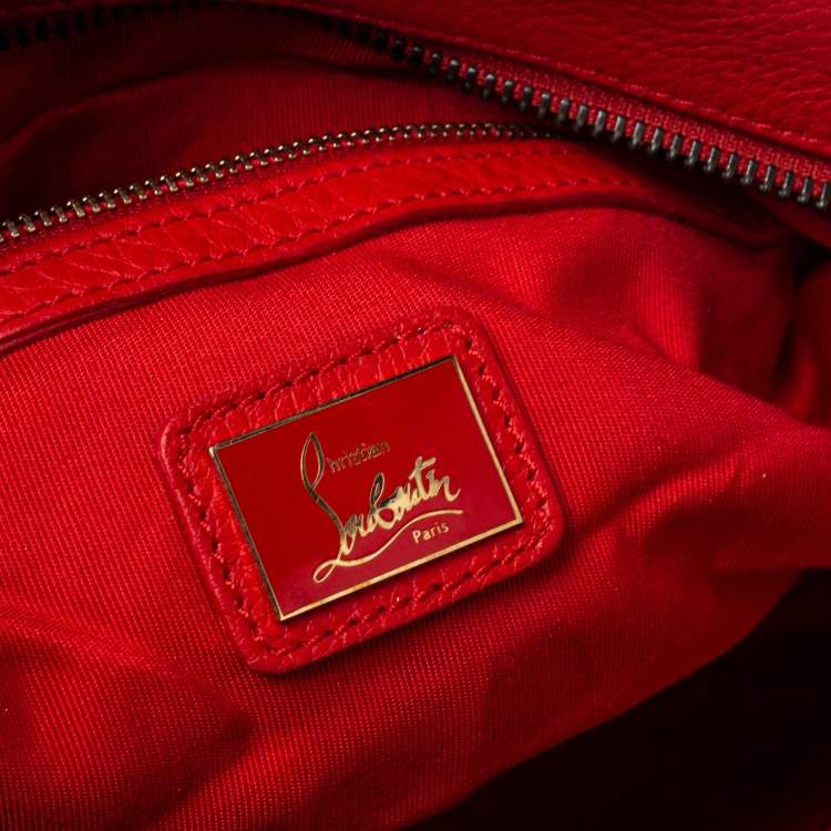 Pre Owned Christian Louboutin Red Leather Panettone Spiked Satchel