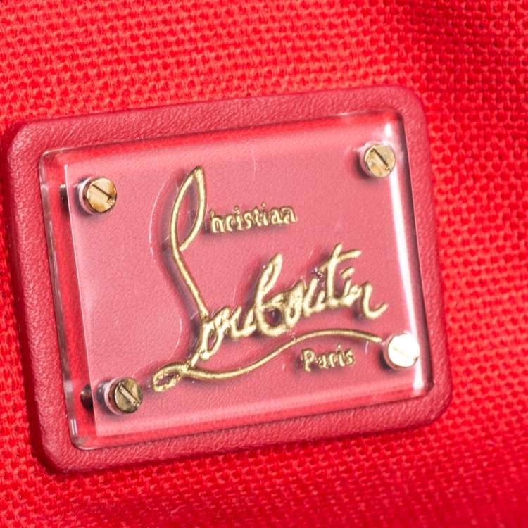 Pre Owned Christian Louboutin Black Suede and Leather Spiked Wristlet Clutch