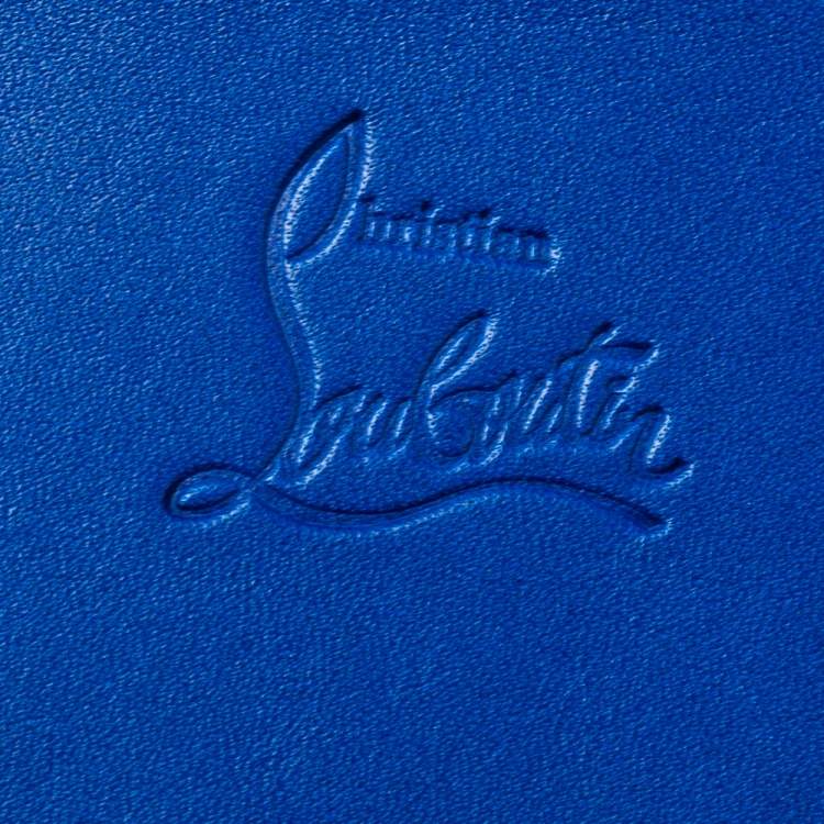 Pre Owned Christian Louboutin Electric Blue Leather Kios Rockstud Card Holder 