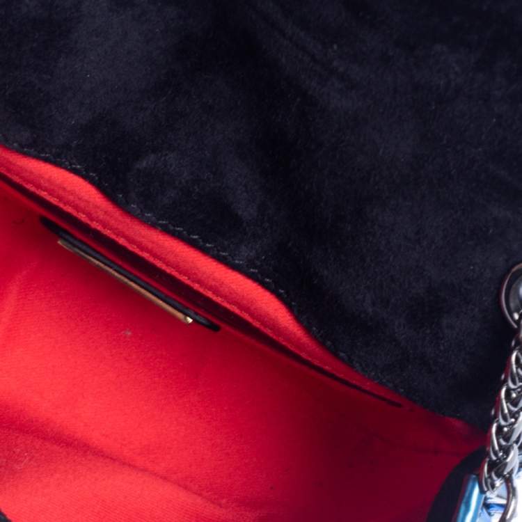 Pre Owned Christian Louboutin Metallic Blue/Green Patent Leather Mini Spiked Sweet Charity Crossbody Bag
