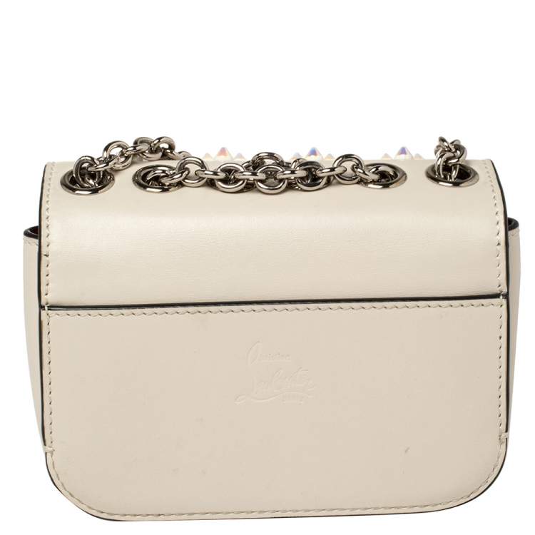 مملوكة مسبقًا Christian Louboutin Ivory Leather Mini Sweet Charity Pearl Crossbody Bag