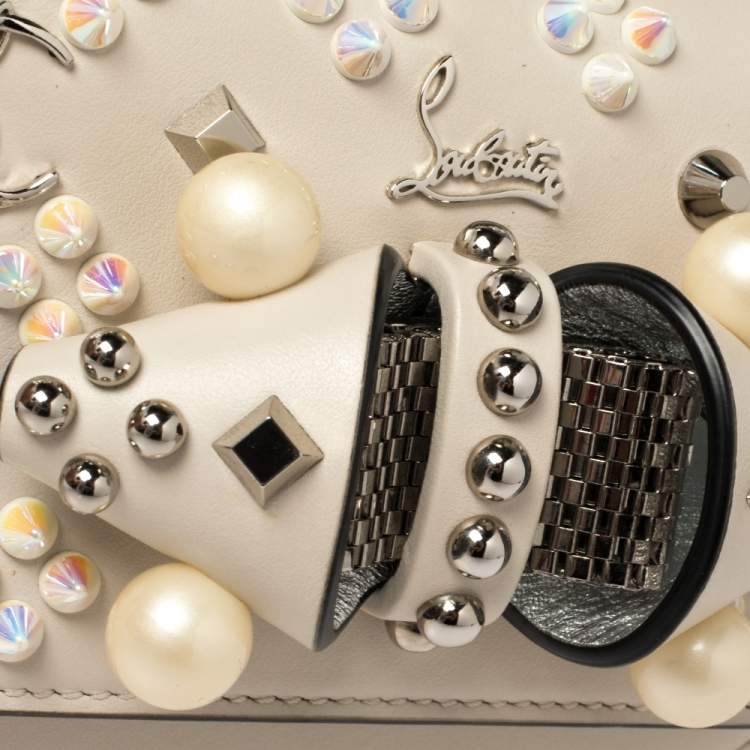 مملوكة مسبقًا Christian Louboutin Ivory Leather Mini Sweet Charity Pearl Crossbody Bag
