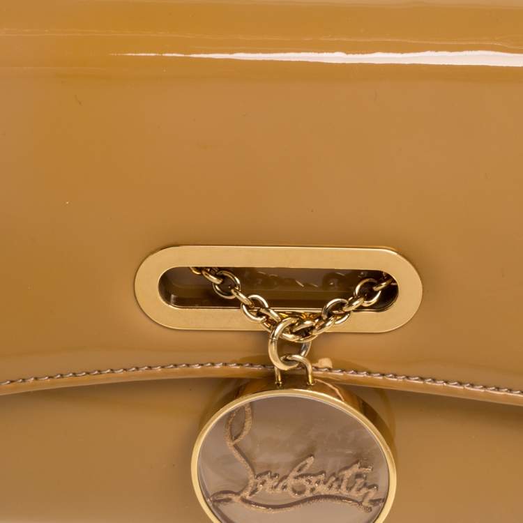 Pre Owned Christian Louboutin Beige Patent Leather Riviera Clutch