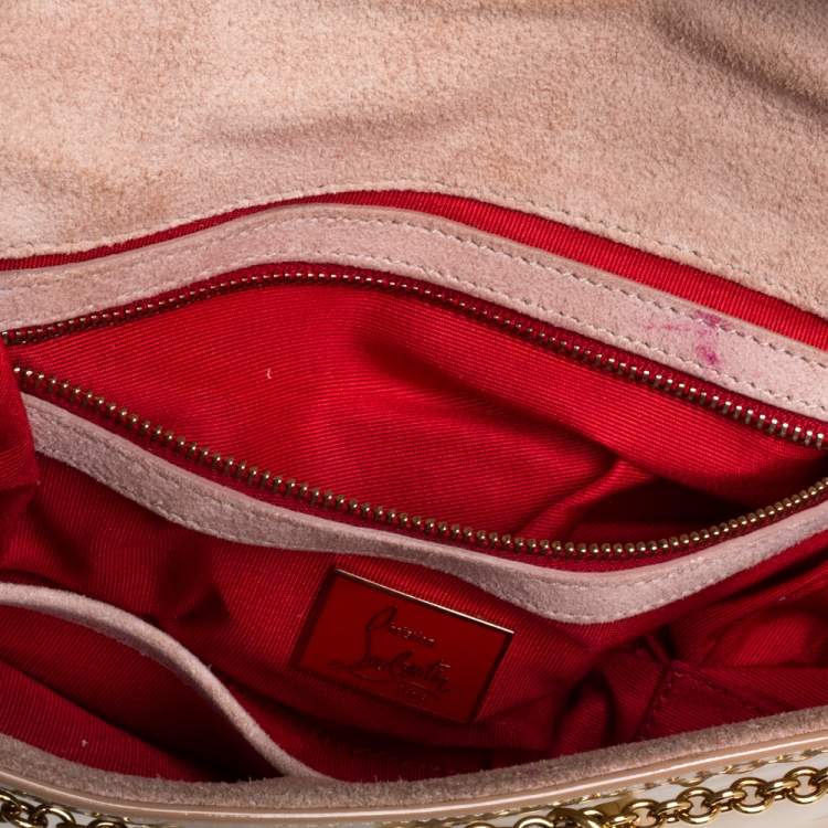 Pre Owned Christian Louboutin Beige Patent Leather Riviera Clutch