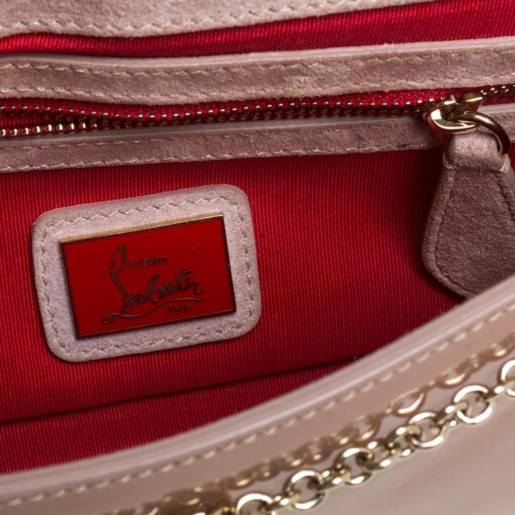 Pre Owned Christian Louboutin Beige Patent Leather Riviera Clutch