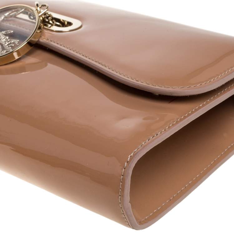 Pre Owned Christian Louboutin Beige Patent Leather Riviera Clutch