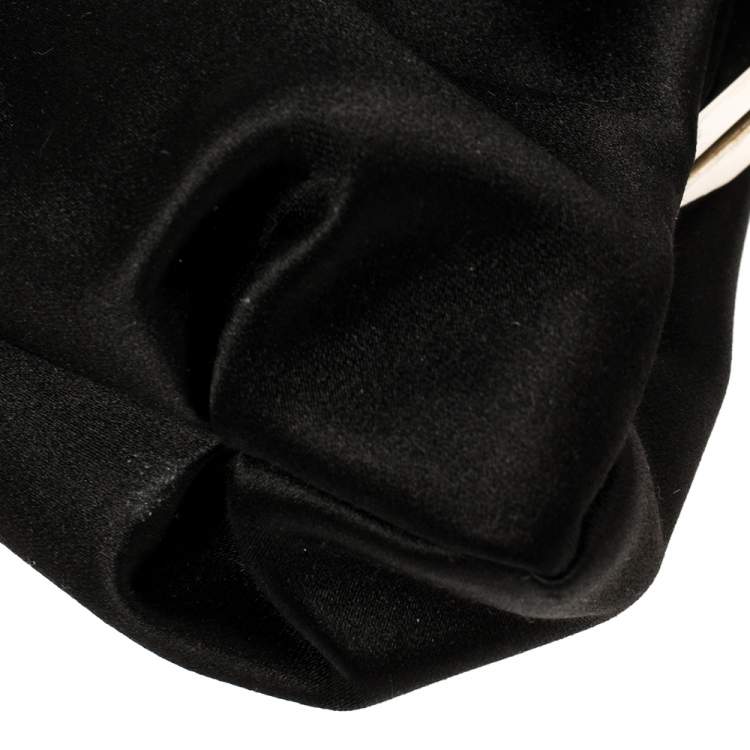 Pre Owned Christian Louboutin Black Satin Loubi Lula Clutch