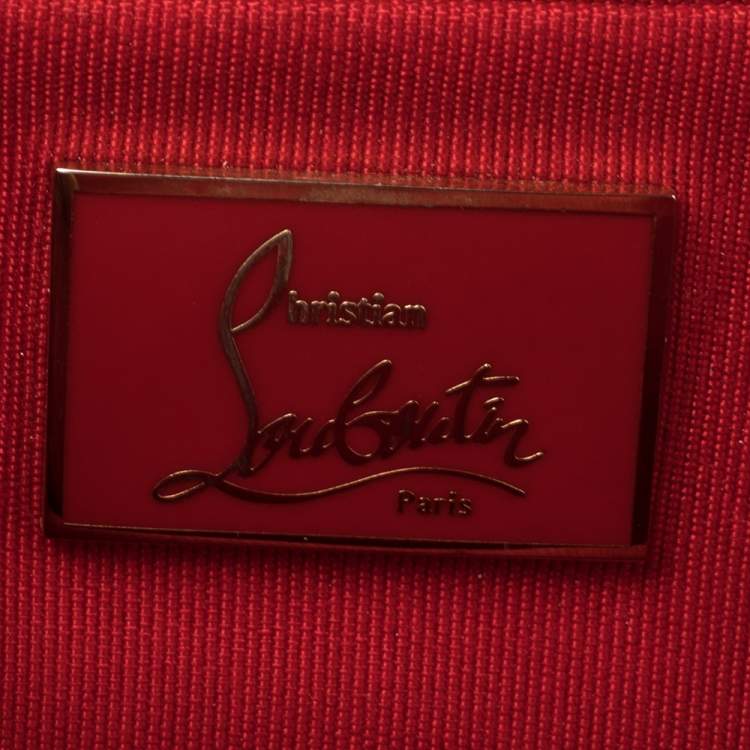 Pre Owned Christian Louboutin Black Satin Loubi Lula Clutch