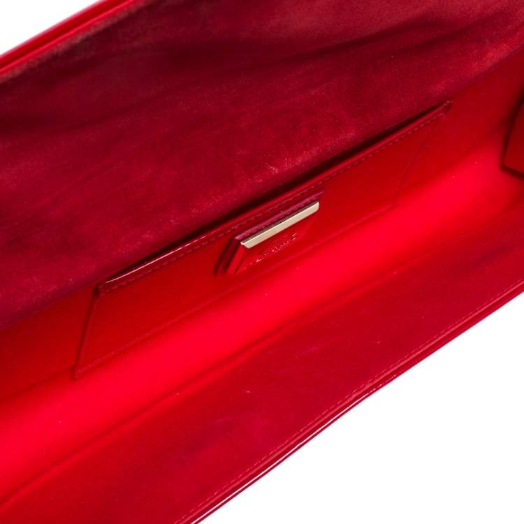مملوكة مسبقًا Christian Louboutin  Red Patent Leather So Kate Baguette Clutch