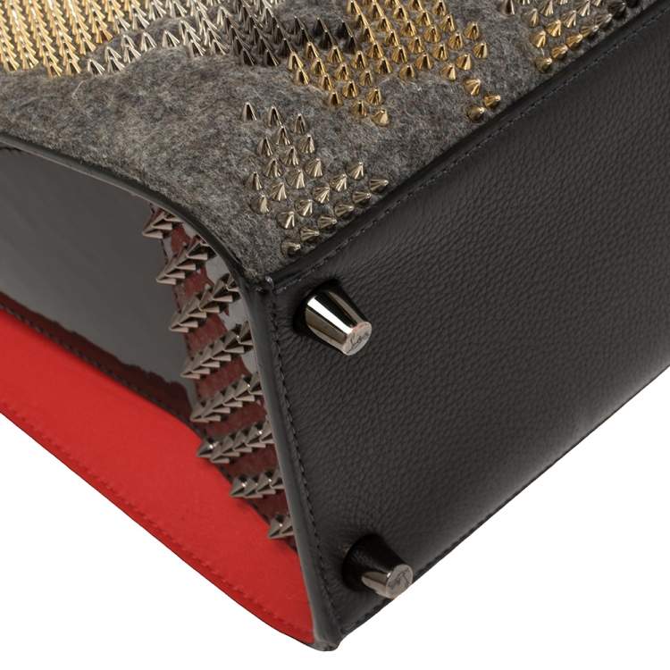 Pre Owned Christian Louboutin Multicolor Wool and Leather Medium Limited Edition Spike Camouflage Paloma Tote