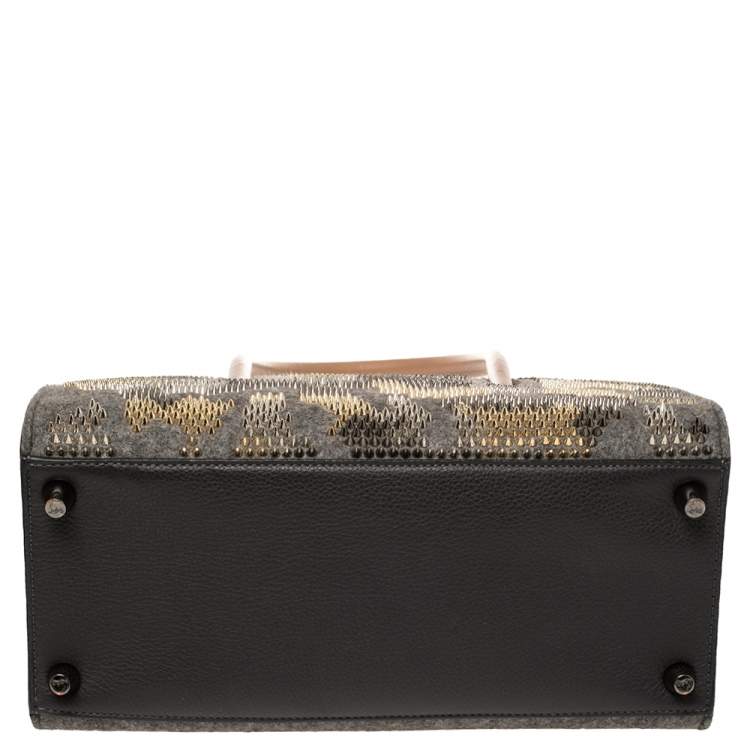 Pre Owned Christian Louboutin Multicolor Wool and Leather Medium Limited Edition Spike Camouflage Paloma Tote