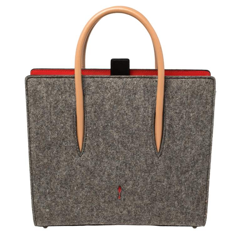 Pre Owned Christian Louboutin Multicolor Wool and Leather Medium Limited Edition Spike Camouflage Paloma Tote