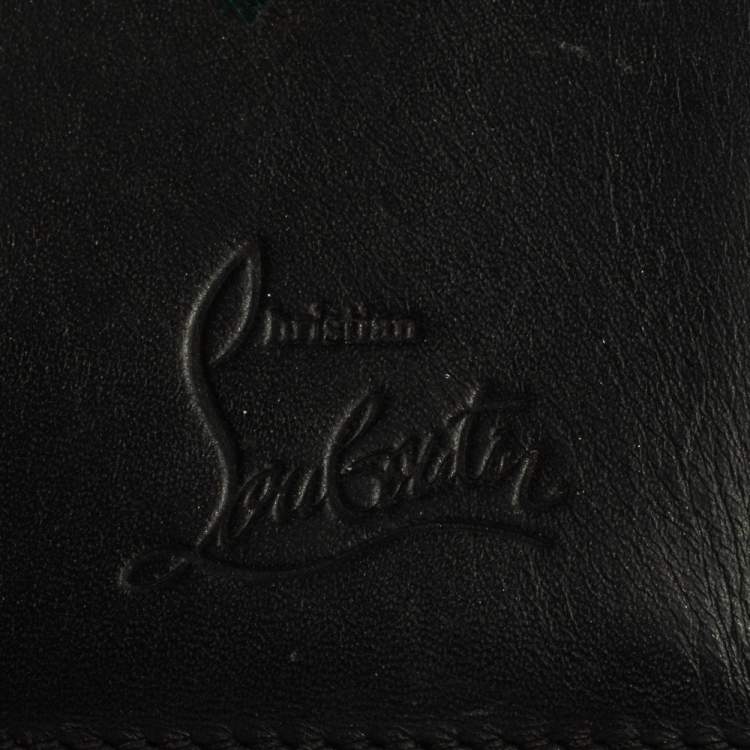 Pre Owned Christian Louboutin Black/Red Leather Clipsos Studded Bifold Wallet