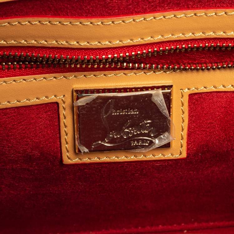 Pre Owned Christian Louboutin Beige Leather Small Spikes Sweet Charity Shoulder Bag