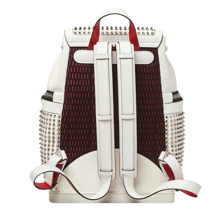 Pre Owned Christian Louboutin White/Red Leather and Rubber Explorafunk Backpack