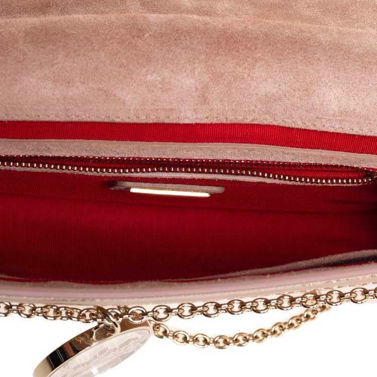 Pre Owned Christian Louboutin Beige Patent Leather Riviera Chain Clutch