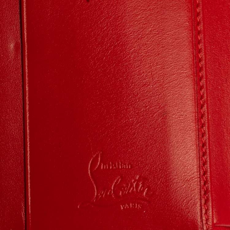 Pre Owned Christian Louboutin Brown Leopard Print Patent Leather Macaron Trifold Wallet