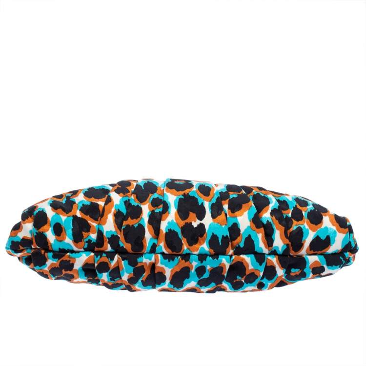 Pre Owned Christian Louboutin Tri Color Lepord Print Loubi Lula Clutch