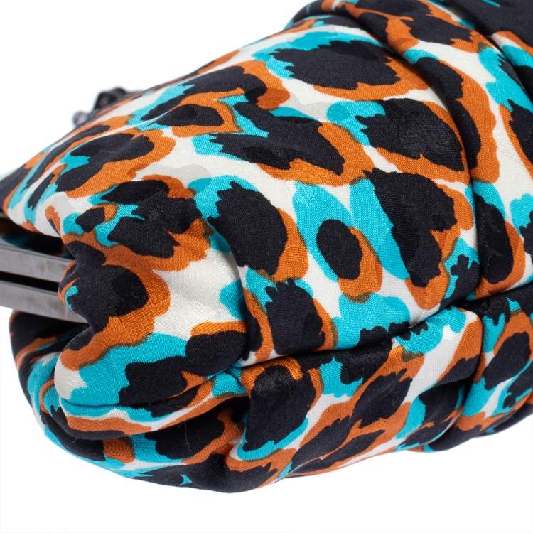 Pre Owned Christian Louboutin Tri Color Lepord Print Loubi Lula Clutch