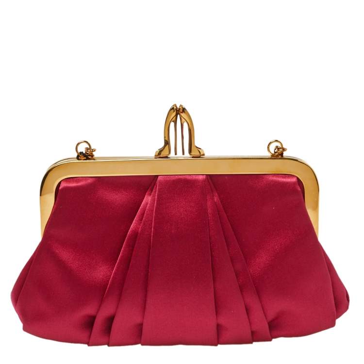 Pre Owned Christian Louboutin Satin Loubi Lula Clutch