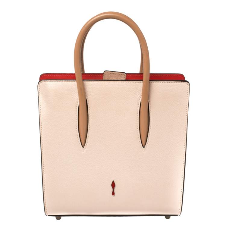 Pre Owned Christian Louboutin Beige Leather Small Paloma Studded Tote