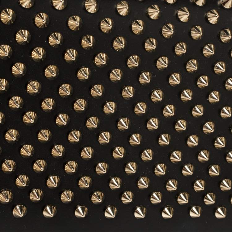 Pre Owned Christian Louboutin Black Leather Paloma Spiked Chain Clutch