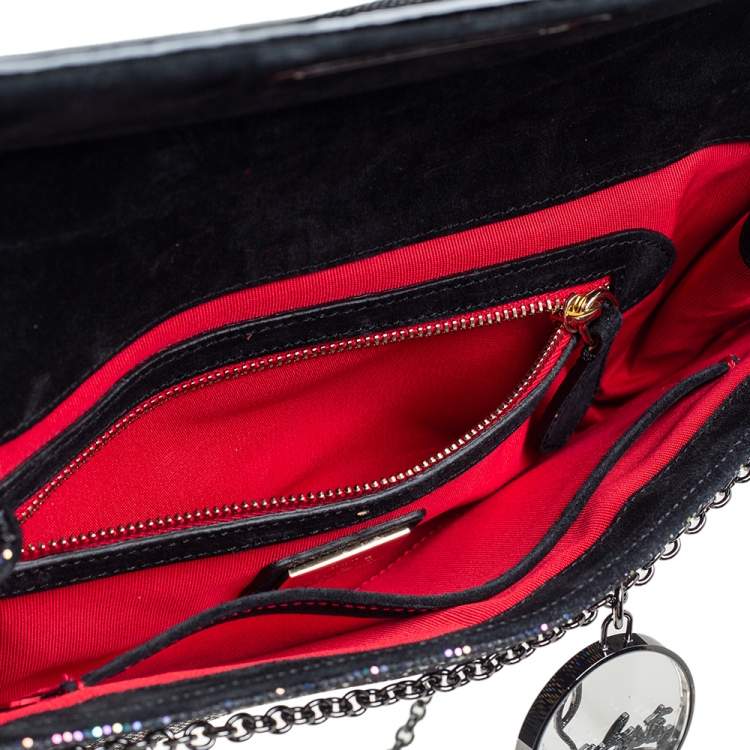 Pre Owned Christian Louboutin Multicolor Glitter and Patent Leather Trim Riviera Clutch 