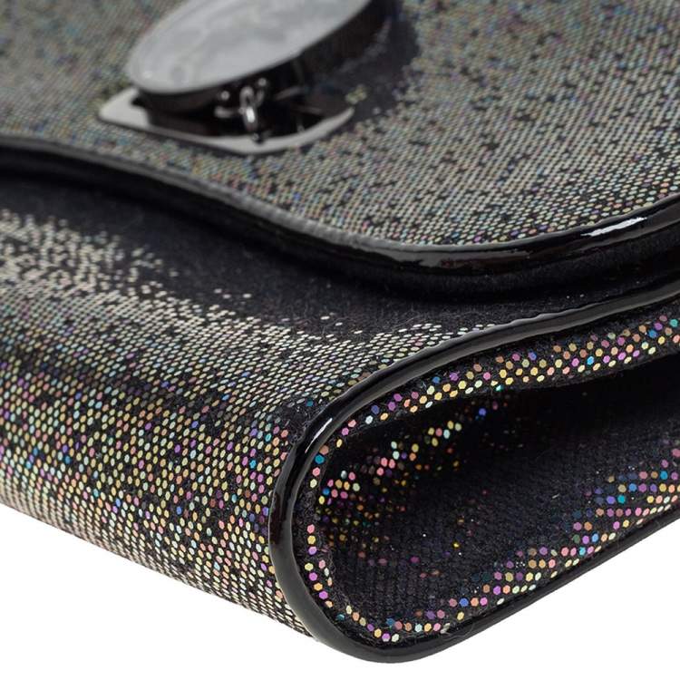 Pre Owned Christian Louboutin Multicolor Glitter and Patent Leather Trim Riviera Clutch 
