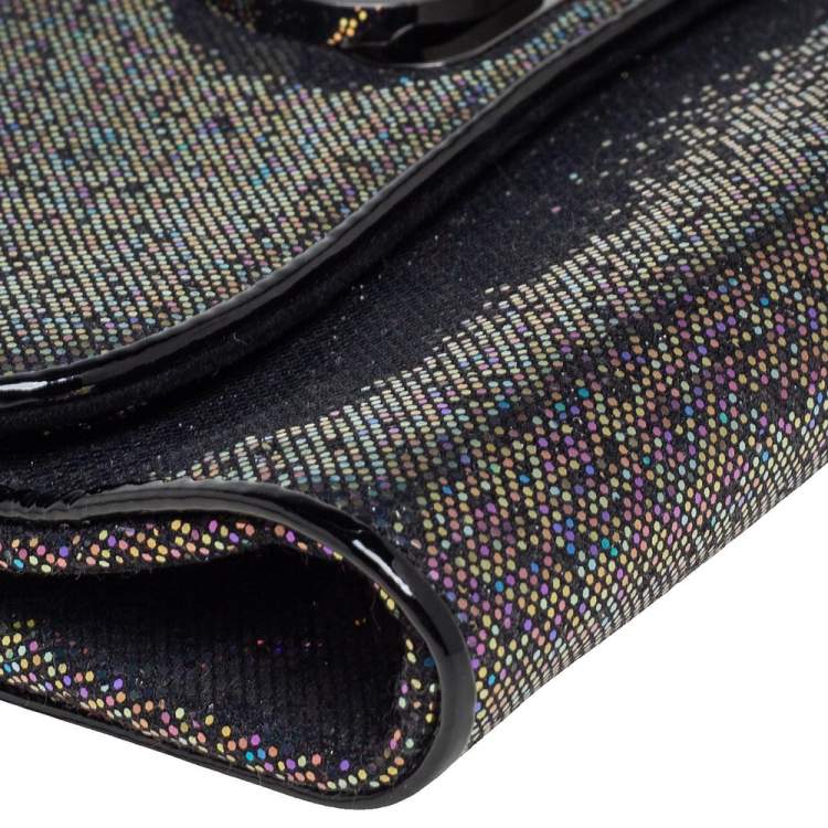 Pre Owned Christian Louboutin Multicolor Glitter and Patent Leather Trim Riviera Clutch 